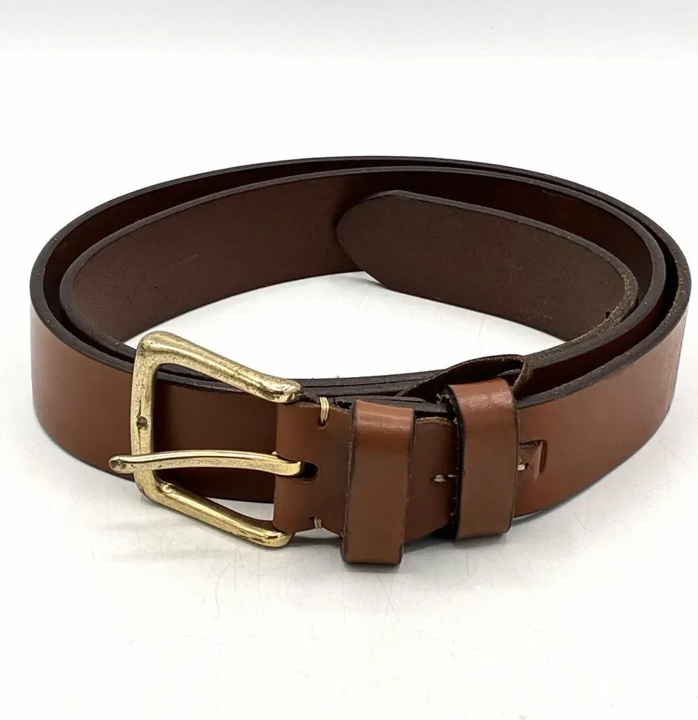 Men's Brown Leather Dress BELT Gold Tone Buckle SIZE 42 Handcrafted in ARGENTINA